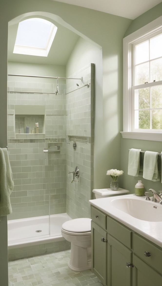 sage green bathroom tiles, green ceramic tiles, sage green floor tiles, bathroom tile ideas, green subway tiles