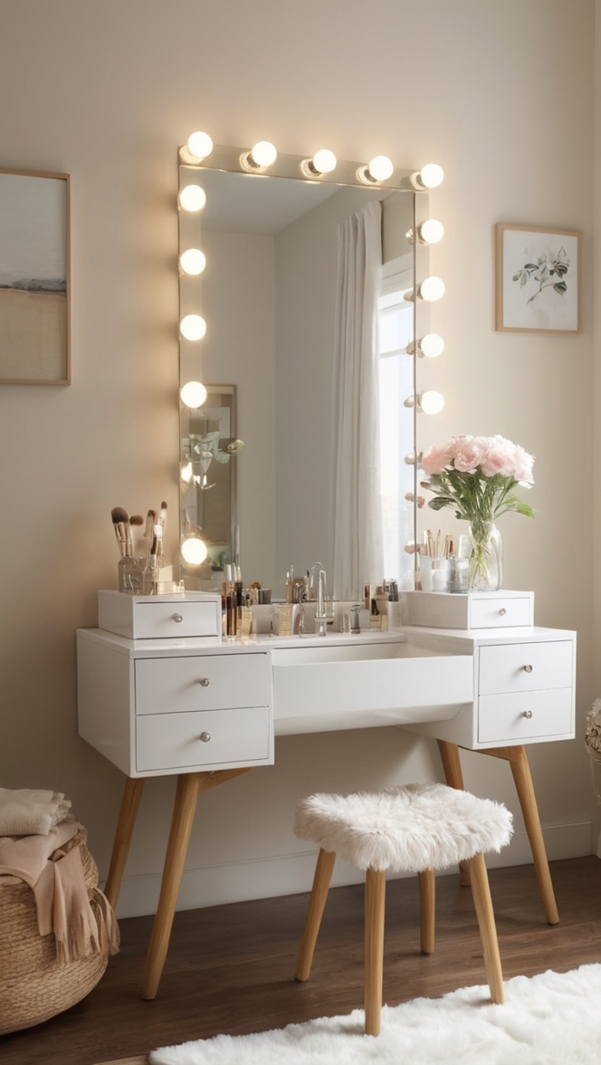 vanity table ideas, makeup vanity decor, DIY vanity mirror, bedroom vanity organization, elegant vanity designs