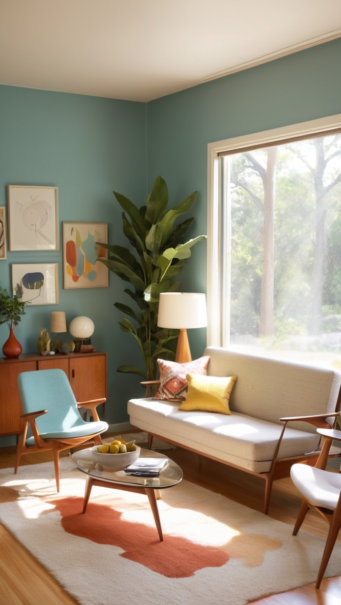 small living room decor, mid century modern furniture, cozy living room design, minimalist living room ideas, chic small space design