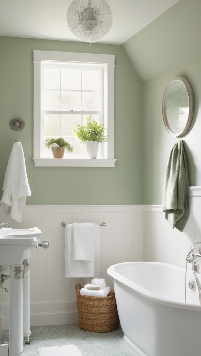 white bathroom decor, sage green tile, luxury bathroom design, elegant bathroom style, modern bathroom renovation