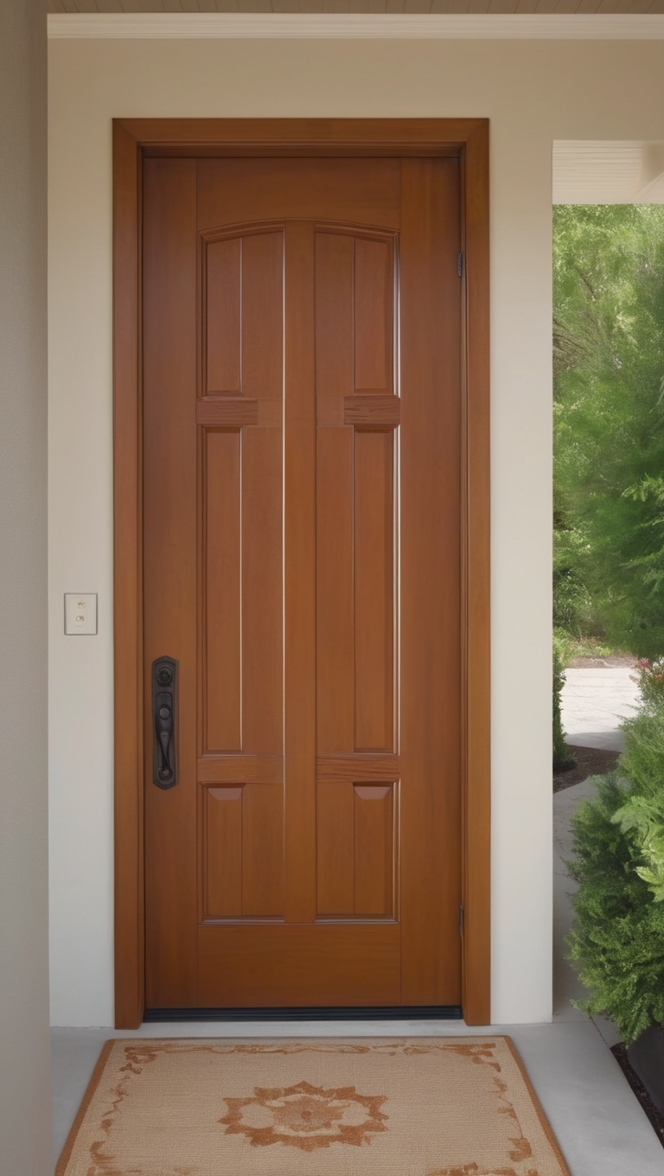 wooden safety door, wood swinging door, sturdy wooden gate, durable entrance door, solid wood security door
